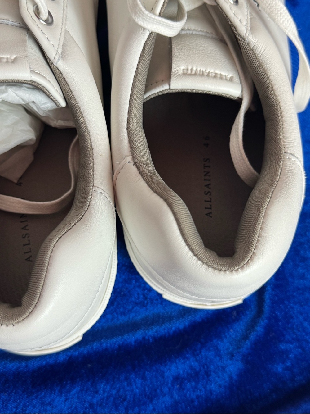 All Saints Men’s White Leather Underground Low-Top Sneakers - Picture 4 of 9